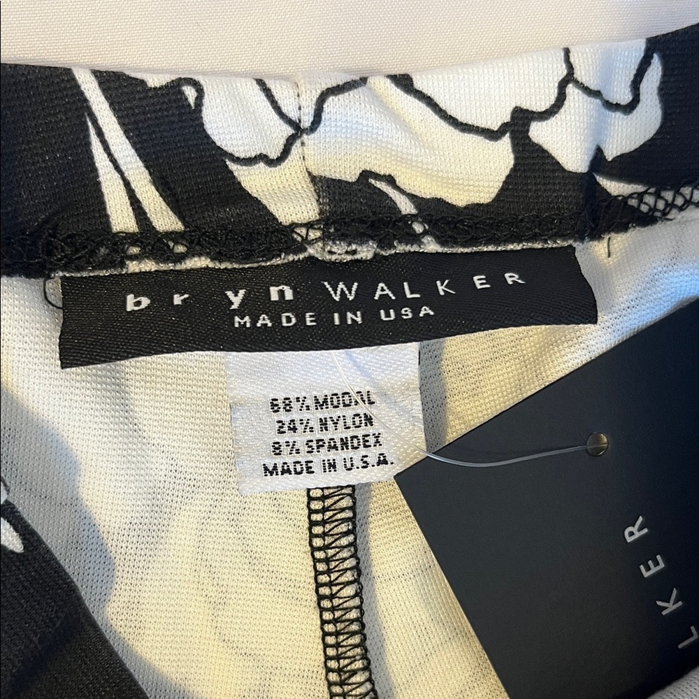 bryn Walker Black and White Floral Wide Leg Pants - Picture 2 of 12